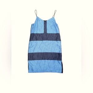 Rag & Bone Harris Blue Silk Color Block Cab Dot Strappy Slip Dress